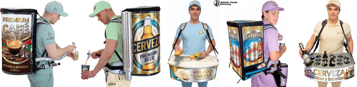 Venta móvil de cerveza con la mochila dispensadora de Rocket Packs en un estadio